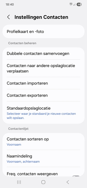 Selecteer Contacten importeren