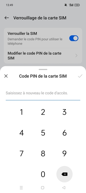 Veuillez confirmer votre nouveau code PIN de la carte SIM et sélectionner OK