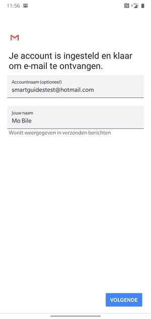 Geef uw account een naam en voer uw naam in. Selecteer VOLGENDE