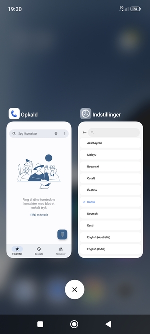 Vælg Slet-ikonet for at lukke alle åbne apps