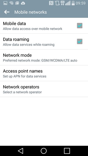 Turn Data roaming on or off