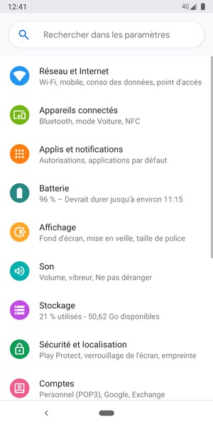 Sélectionnez Réseau et Internet