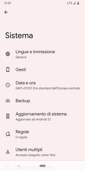 Seleziona Backup