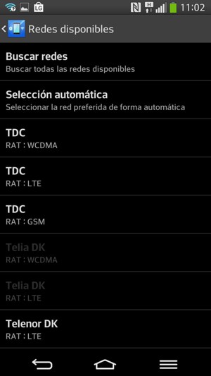 Seleccione un operador de red de la lista