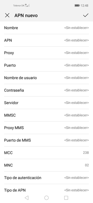 Introduzca la información de Internet