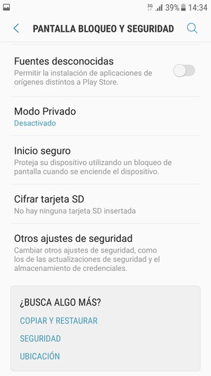 Desplácese y seleccione Otros ajustes de seguridad