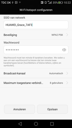 Voer een wachtwoord van ten minste 8 tekens in en selecteer Opslaan
