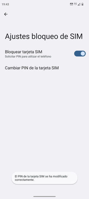 Su PIN de la  tarjeta SIM ha sido cambiado