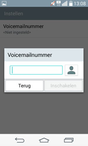 Voer het Voicemailnummer in en selecteer Inschakelen
