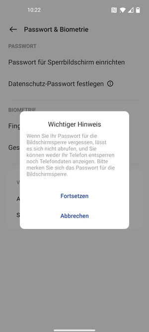 Wählen Sie Fortsetzen