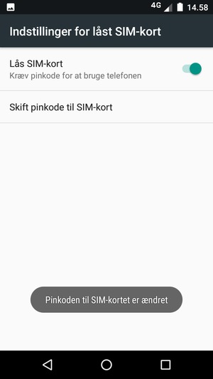 Din Pinkode til SIM-kort er nu ændret