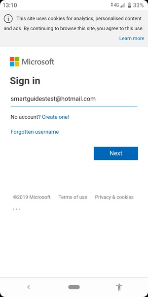 Enter your Email address and select Next