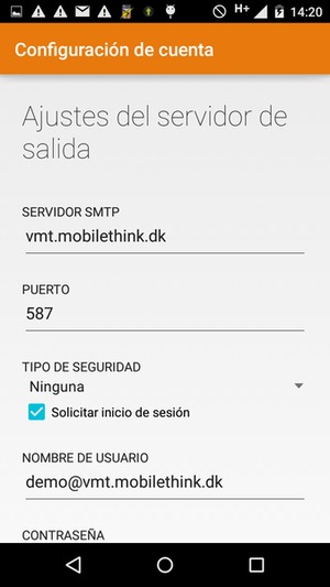 Introduzca la dirección de servidor saliente