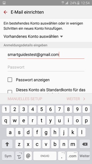 Geben Sie Ihre Gmail Adresse ein und wählen Sie Weiter