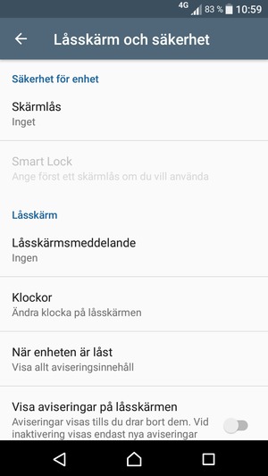 Välj Skärmlås