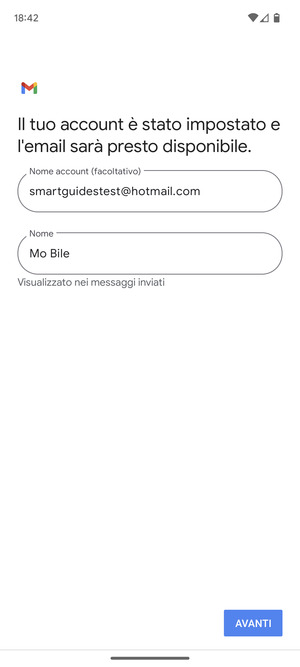 Scegli un nome per il tuo account e inserisci il tuo nome. Seleziona AVANTI