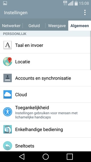 Selecteer Accounts en synchronisatie