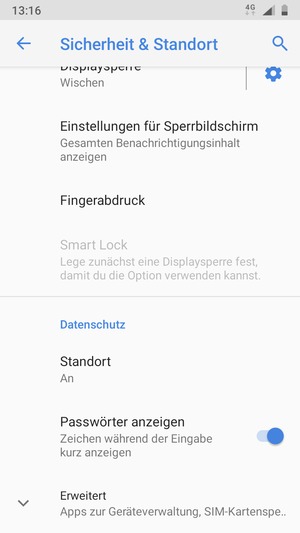 Scrollen Sie und wählen Sie Standort