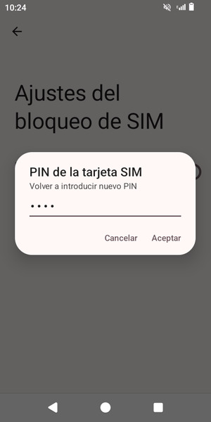 Confirme su nuevo PIN de la tarjeta SIM y seleccione Aceptar