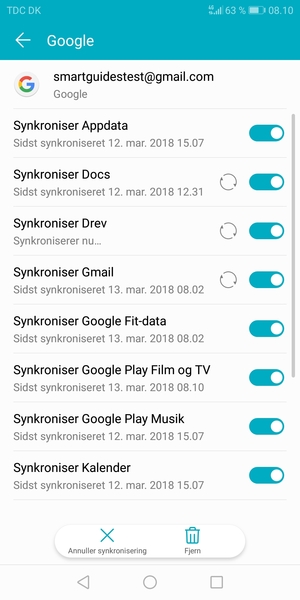 Dine oplysninger vil blive synkroniseret