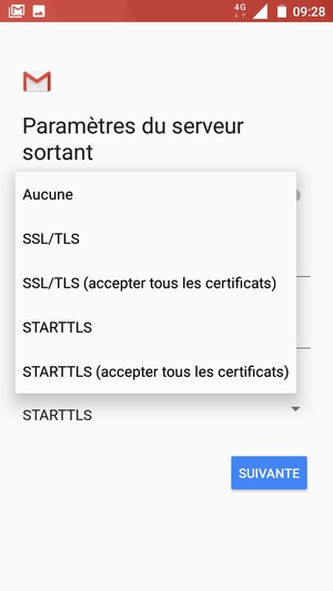 Sélectionnez Aucune puis SUIVANTE