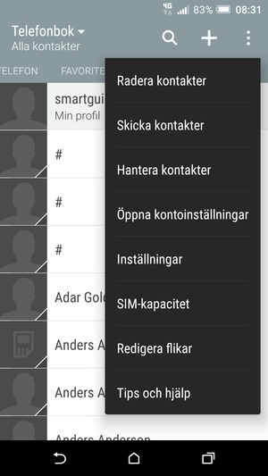 Välj Hantera kontakter