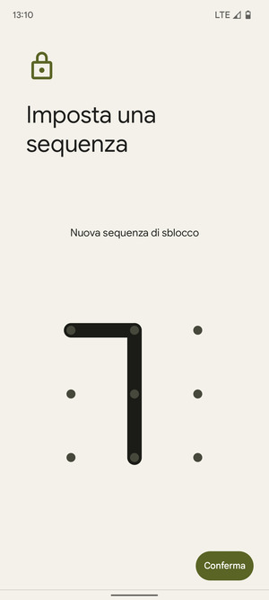 Disegna nuovamente la sequenza di sblocco e seleziona Conferma