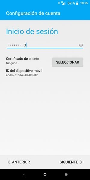 Introduzca su contraseña y seleccione SIGUIENTE