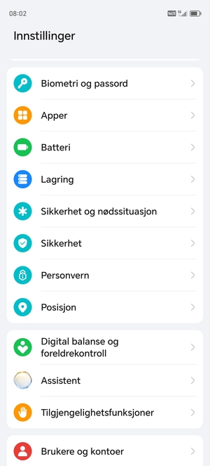Bla til og velg Sikkerhet