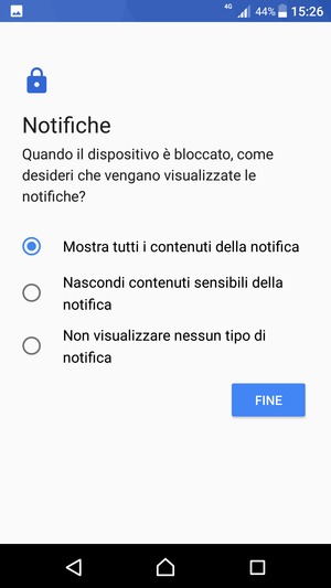 Seleziona la tua opzione preferita e poi FINE