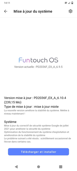 Si votre téléphone n'est pas à jour, suivez les instructions à l'écran.