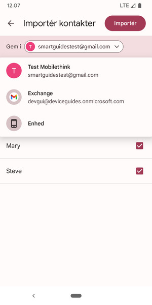 Vælg din Google konto