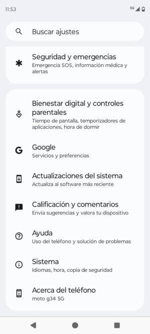 Desplácese y seleccione Actualizaciones del sistema