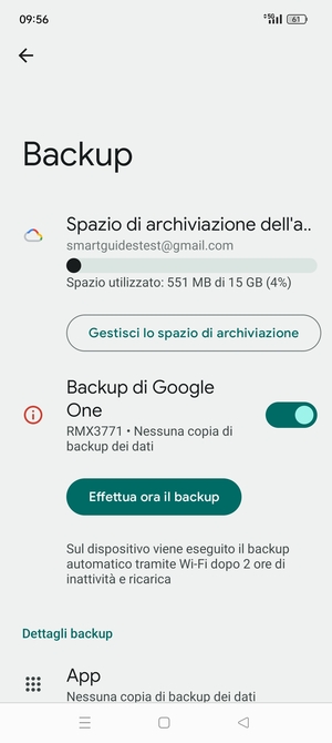 Seleziona Spazio di archivazione dell'account