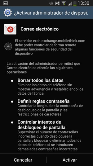 Seleccione Activar