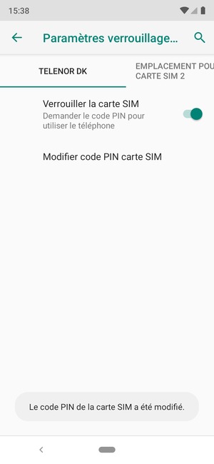 Votre code PIN a été modifié