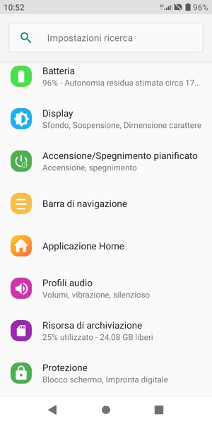 Torna al menu Impostazioni, scorri e seleziona Batteria