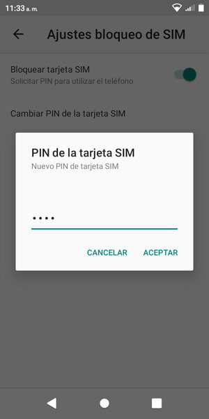 Introduzca su Nuevo PIN de tarjeta SIM y seleccione ACEPTAR
