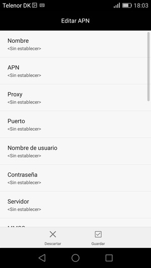 Introduzca la información de MMS