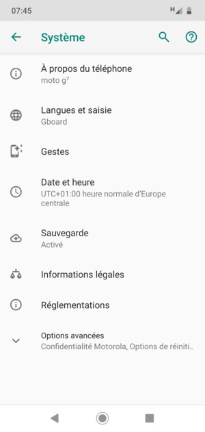 Sélectionnez Options avancées