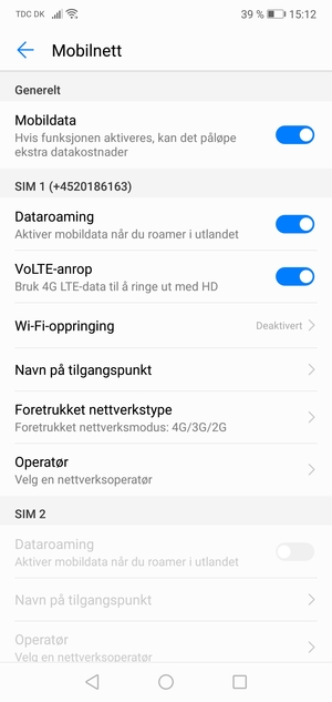 Slå Dataroaming på eller av