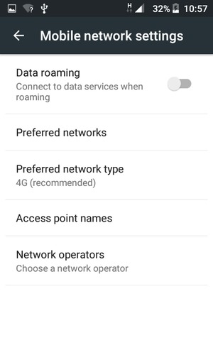 Select Preferred network type