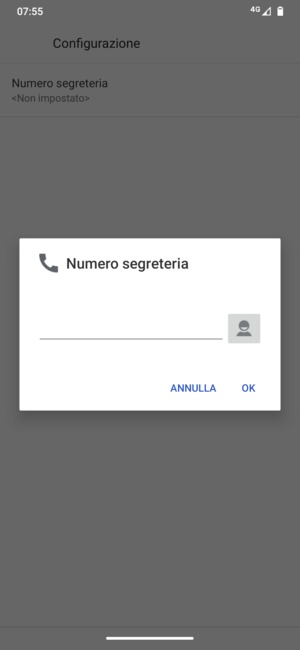 Inserisci Numero segreteria e seleziona OK