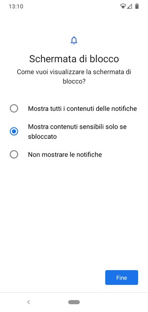 Seleziona la tua opzione preferita e poi Fine