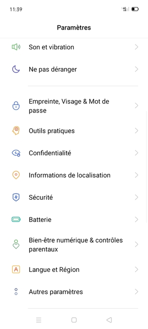 Faites défiler et sélectionnez Batterie