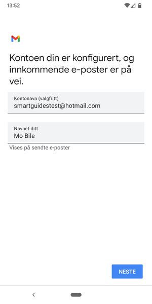 Gi kontoen din et navn, og skriv inn navnet ditt. Velg NESTE