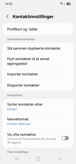 Velg Importer kontakter