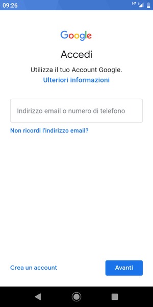 Inserisci il tuo indirizzo Gmail e seleziona Avanti