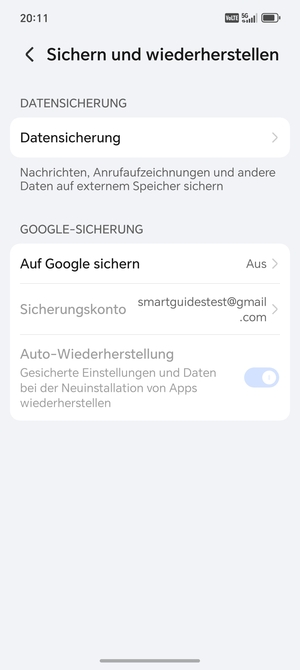Wählen Sie Auf Google sichern