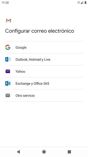 Seleccione Exchange y Office 365
